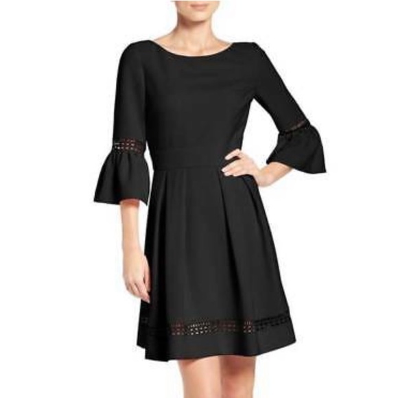 Eliza J Dresses & Skirts - Eliza J Bell Sleeve Fit and Flare Dress Cutout Detail Black Size 16 Boho Classic